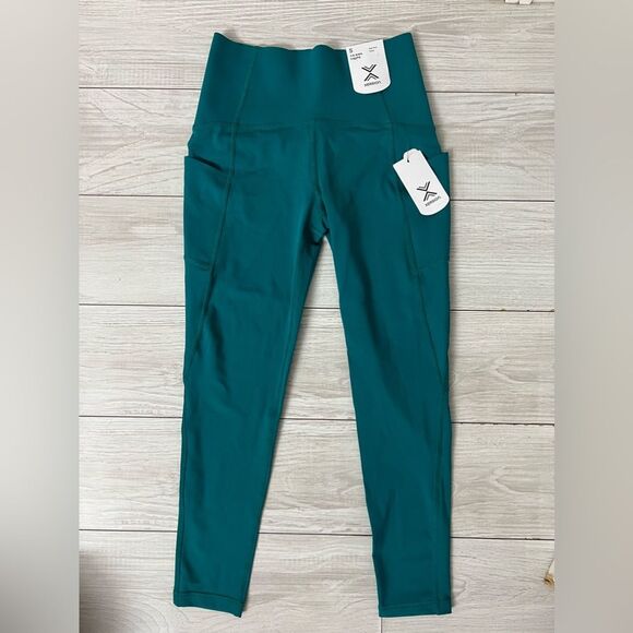 Xersion Anti Odor 7/8 Ankle Leggings High Rise Womens Size small Aqua Green - Picture 2 of 9